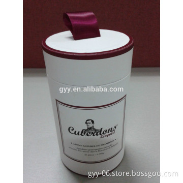 Tube chocolate box with satin ribbon tab